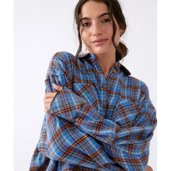 BDG Tops - Urban Outfitters Women’s Oversized BDG Karl Cropped Plaid Flannel Shirt Top XS